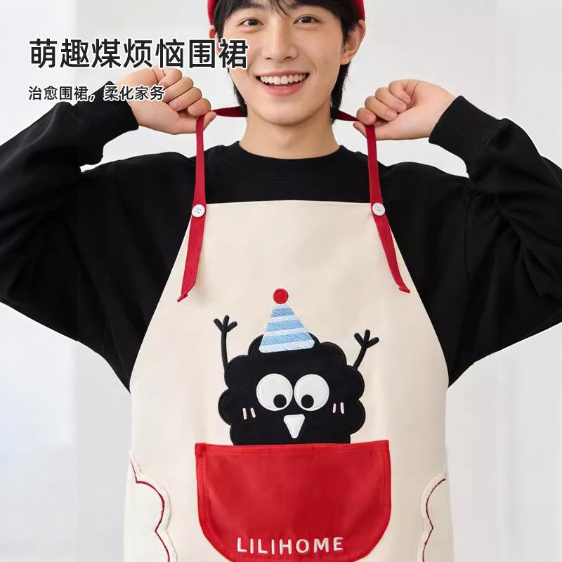 款围裙厨房做饭家通可爱卡图案用防污工作丽物围裙服可调节家务新