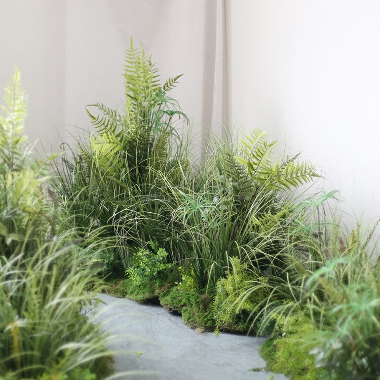 野花青苔草丛造景室内植物软装花艺橱窗庭院水池野草景假绿植