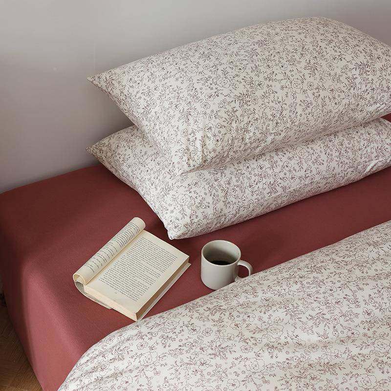 超柔软全棉针织棉VDW被单套双人纯小樱桃被罩裸睡件天竺棉棉被单