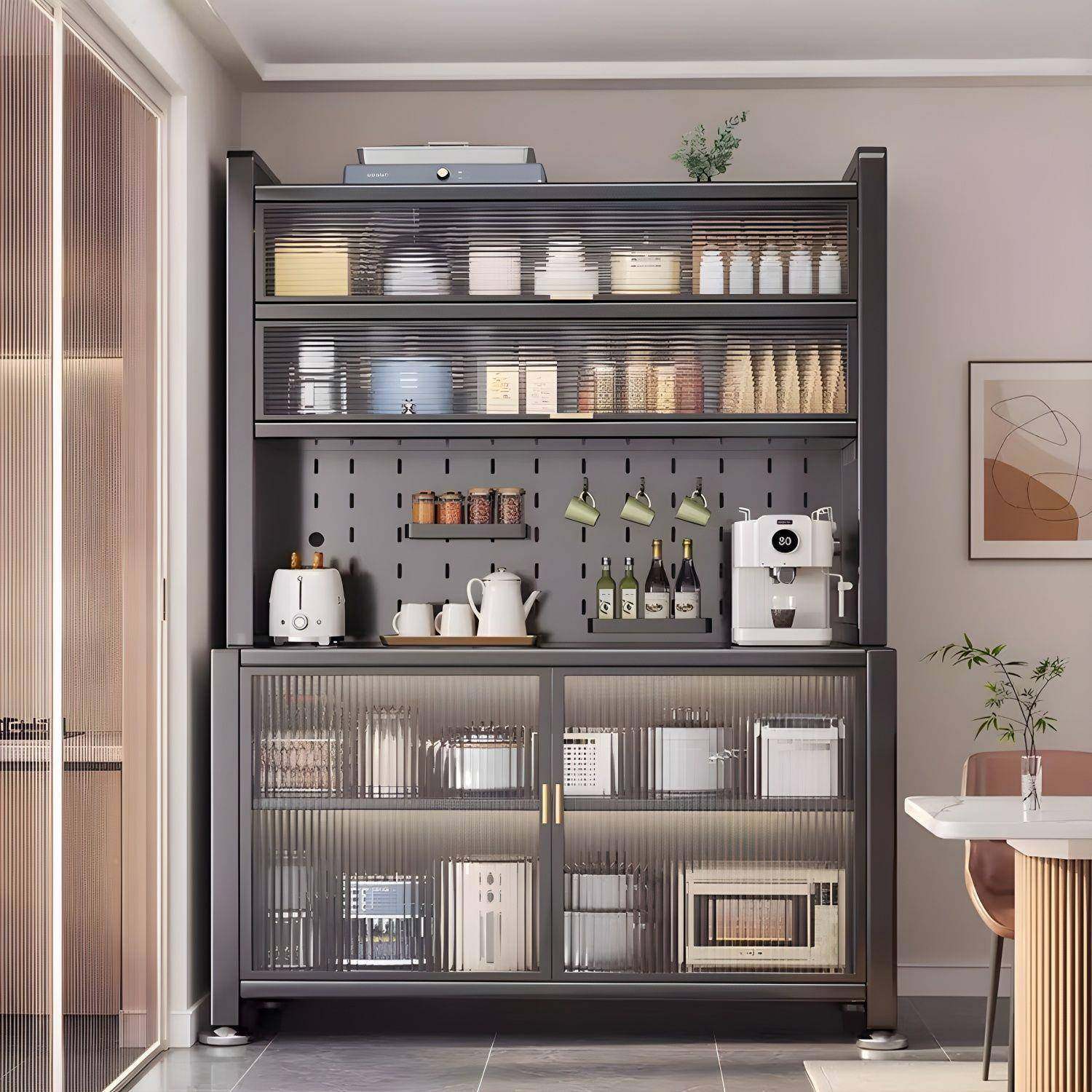 落多层地钢制餐边收纳防柜多功TVK能微波箱炉烤碗储物柜厨房置尘,电子元器件市场,其它元器件,淘宝优惠券,粉丝福利购,淘宝优惠卷