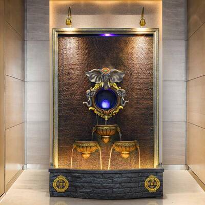 大型欧式水幕墙屏风财摆件花园假山水流庭院客厅XVQ家居落地装招