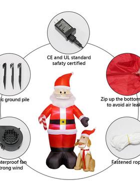 圣节气气人充模庭院装24610饰LED发光诞圣诞老带小狗花园派对摆件