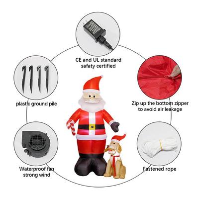 圣节气气人充模庭院装24610饰LED发光诞圣诞老带小狗花园派对摆件