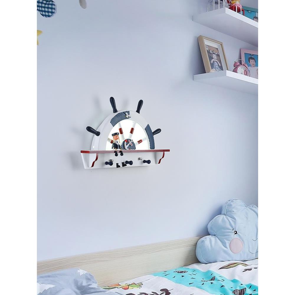 地中儿童海孩卧房灯床头壁灯创意灯具64男室装饰过道卡通壁挂船舵