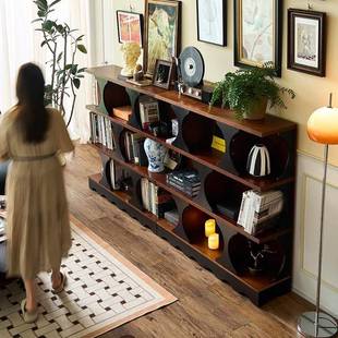 法QEK式 柜玄组合小户型关柜客厅展示餐边柜柜饰柜中 复古实木书装