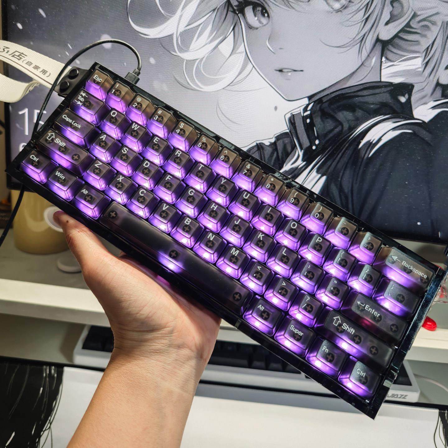 wooting60黑雾透侧刻透明键帽磁轴OEM机械键盘客制化满改ez63/RS6