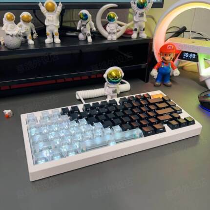 黑白双拼侧刻PC透明键帽OEM高支持wootingATKmade68雨75磁轴键帽