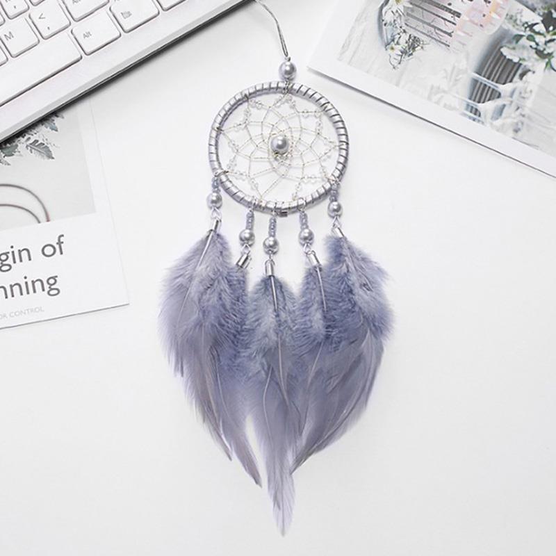 捕梦网风铃挂饰汽车内饰挂件彩色羽毛补梦网创意手工制作节日礼物