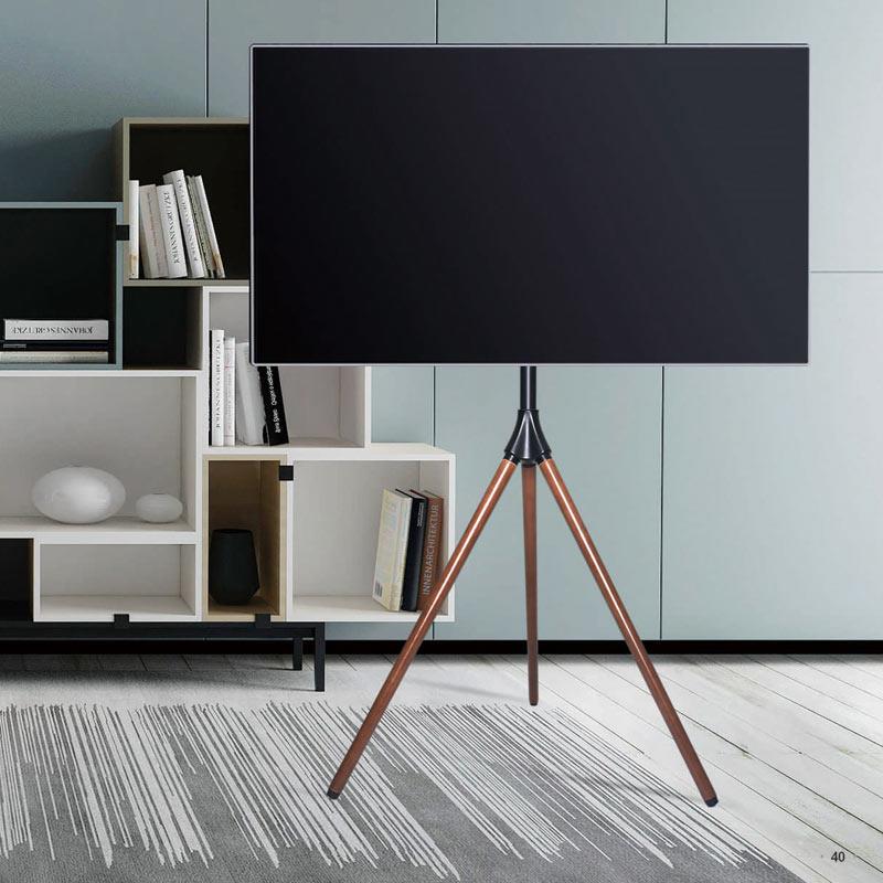 32 40 65 70英寸电视机移动落地支架实木艺术木质三脚旋转家用