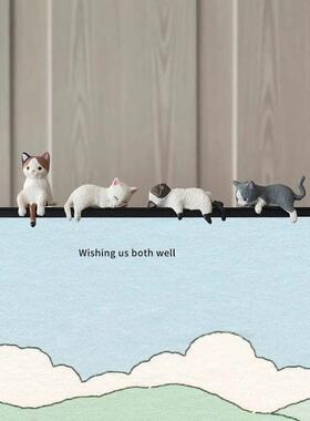 猫咪电脑萤幕解压小摆件屏幕边框美化办公桌装饰摆饰工位饰品