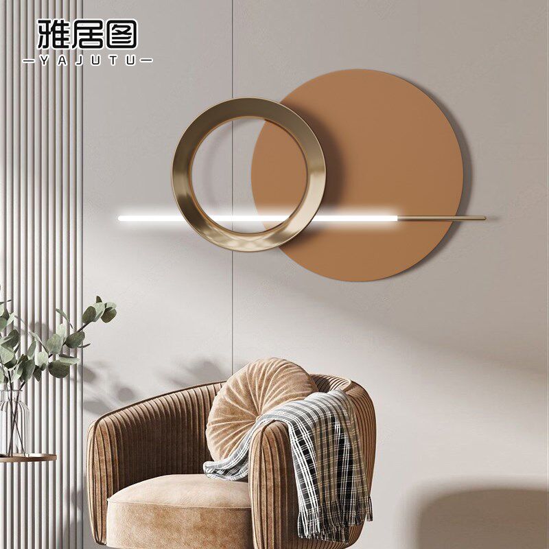 现代简约金属墙面装饰挂件主卧玄关客厅软装饰品创意铁艺圆形墙饰