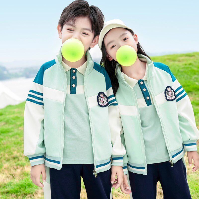 幼儿园园服春秋装一年级儿童纯棉运动班服小学生校服冲锋衣三件套