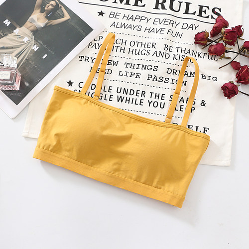 一字领抹胸内衣夏聚拢罩杯一体无钢圈可调节肩带短款吊带背心文胸