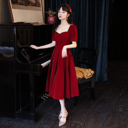 伴娘服2022新款法式小礼服连衣裙新娘敬酒服气质显瘦宴会女日常款