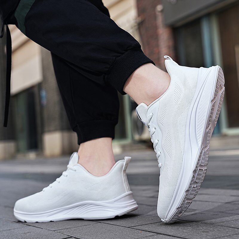白色运动鞋男2024新款夏季网z面透气跑步减震轻便软底超轻学生青