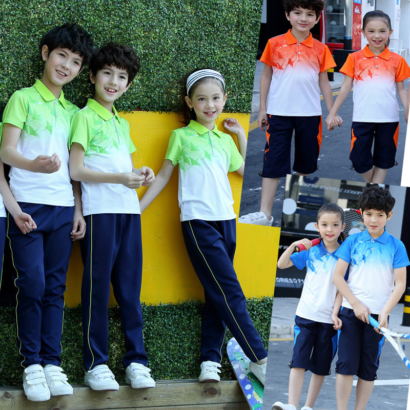 高中小学生班服夏季运动会速干套装一二五六年级校服儿童休闲装蓝