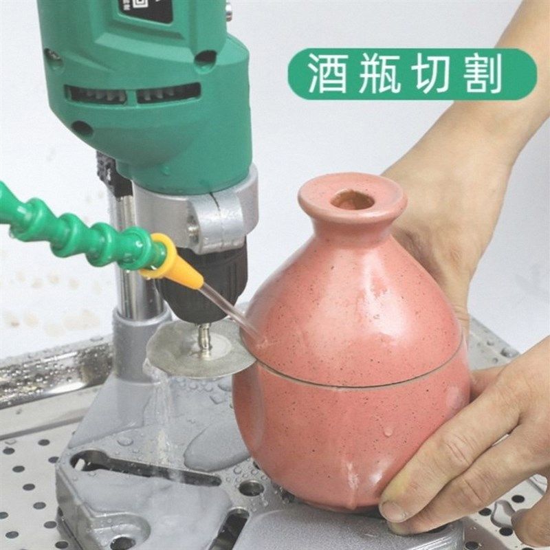 小型酒瓶切割机工具电动陶瓷玻璃花盆打孔神器多功能台式打磨支架