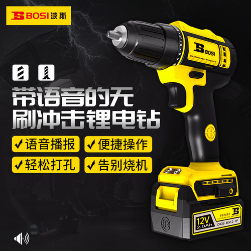 波斯工具无刷锂电钻12v/2.0Ah手持式手枪钻BS661111