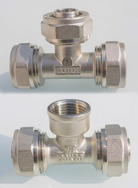 12162025铝塑管内螺纹等径三通对接全铜电镀4分6分1寸活接头管件