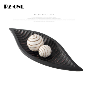 Rzone 现代简约创意摆件样板房间售楼处花瓣树叶收纳托盘软装饰品