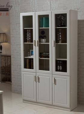 自由组合简学易APR书柜简约现代书架生带玻璃门置物架白色办公书