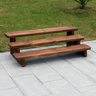 拆装花几单层碳化松木花架外木质阶梯单层花几DLB式原木风户园田L