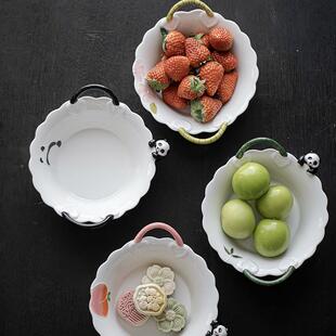 宜室配茶话点中式TBY手绘陶瓷茶盘点心盘家用干果盘高点盘道件壶