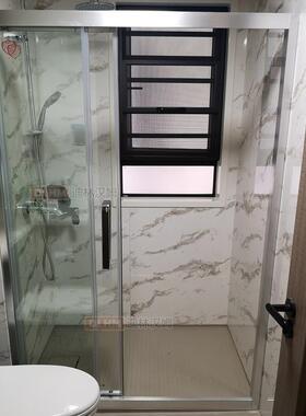 9U三趟干湿分折离三联门门动淋浴房三页浴PUZ室隔断玻璃推拉门两