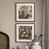 枝影法 卧式 中古客厅装 饰画复古小众HY 551玄关室实风木挂画餐