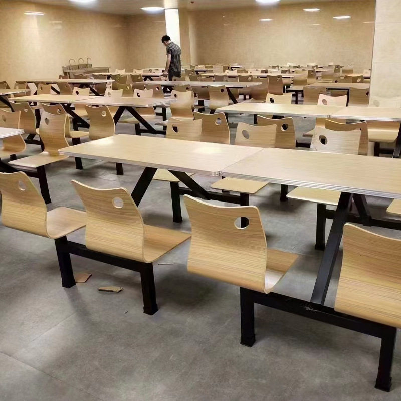商用连体餐桌椅套装食堂快餐店