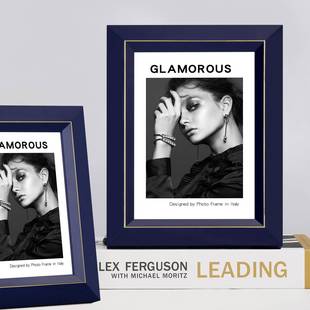 奇奥艺术114蓝金实木框钢琴烤漆蓝面金色台横竖卧室桌摆7寸相奢框