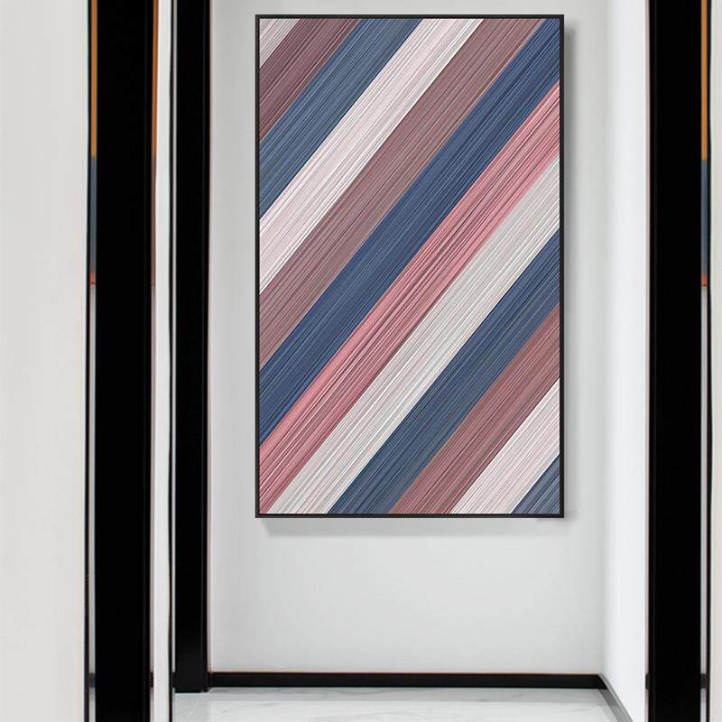 JUQ约轻奢高档大几何线组气合挂画色彩主义简风格大幅竖条版玄关
