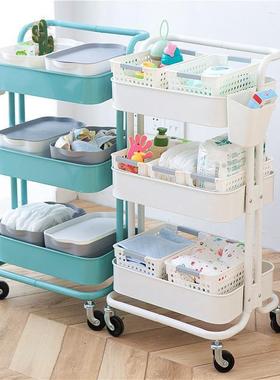 式厨房物ONG架卧室落地多层隔板可置移动小推车床头家用简储物易