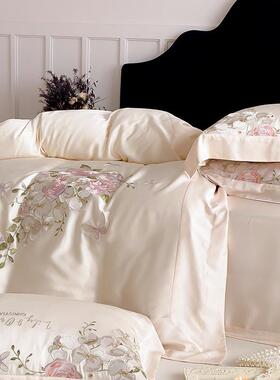 欧莱式风浪漫花卉YONG-89刺绣夏赛尔纤维春四季件套凉感床单被套