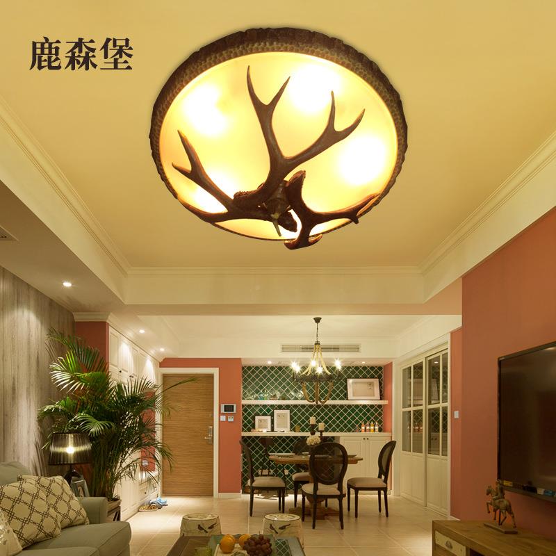 工业12044复美式鹿角灯阳台卧室厅吸饰顶古灯装灯具客厂家