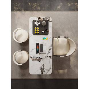 轻奢岩板茶桌台桌办公室功泡现茶桌OFT椅小户型代简约阳台茶夫椅