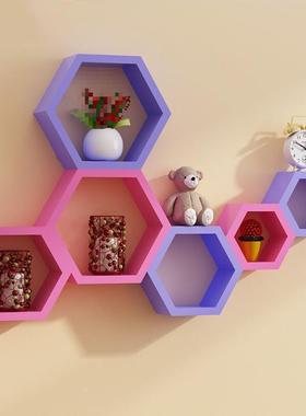 边形格子壁柜装饰创六隔板菱形框壁挂墙物饰墙上置意架7GBBT搁板