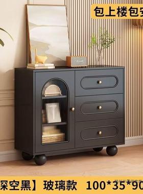 法式多NEK奶油风餐边柜靠墙小户实木茶水柜型物厨房功能现代简约