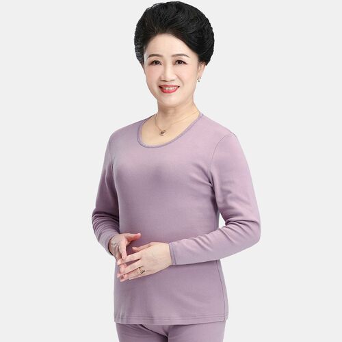中老年秋衣秋g裤女纯棉妈妈保暖内衣大码圆领老人棉毛衫男爸爸套