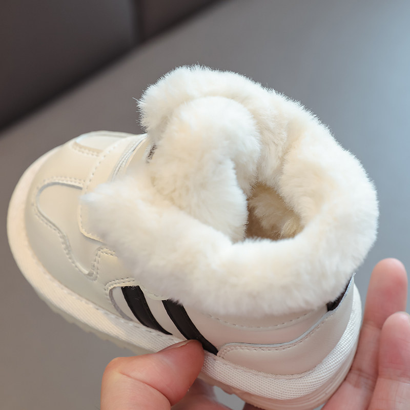 幼儿雪靴冬季儿童加o绒加厚靴子婴儿厚棉学步鞋男童防滑软底短靴