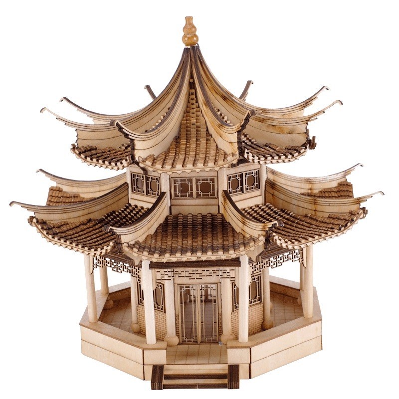 古建筑模型制作j材料diy手工拼装榫卯结构凉亭子中式摆件木质国风