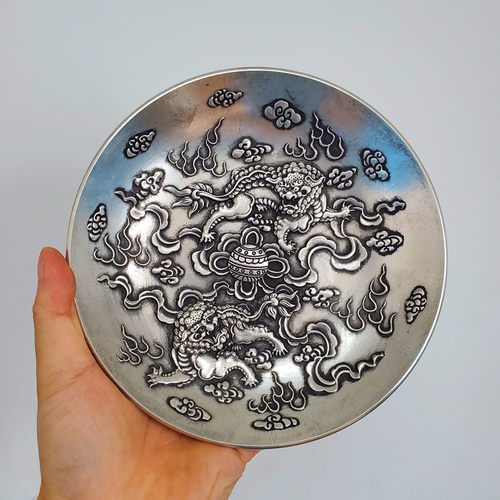 雄狮摆件白c铜镀银饰品 家居 玄关 书桌装饰品 博古架工艺品