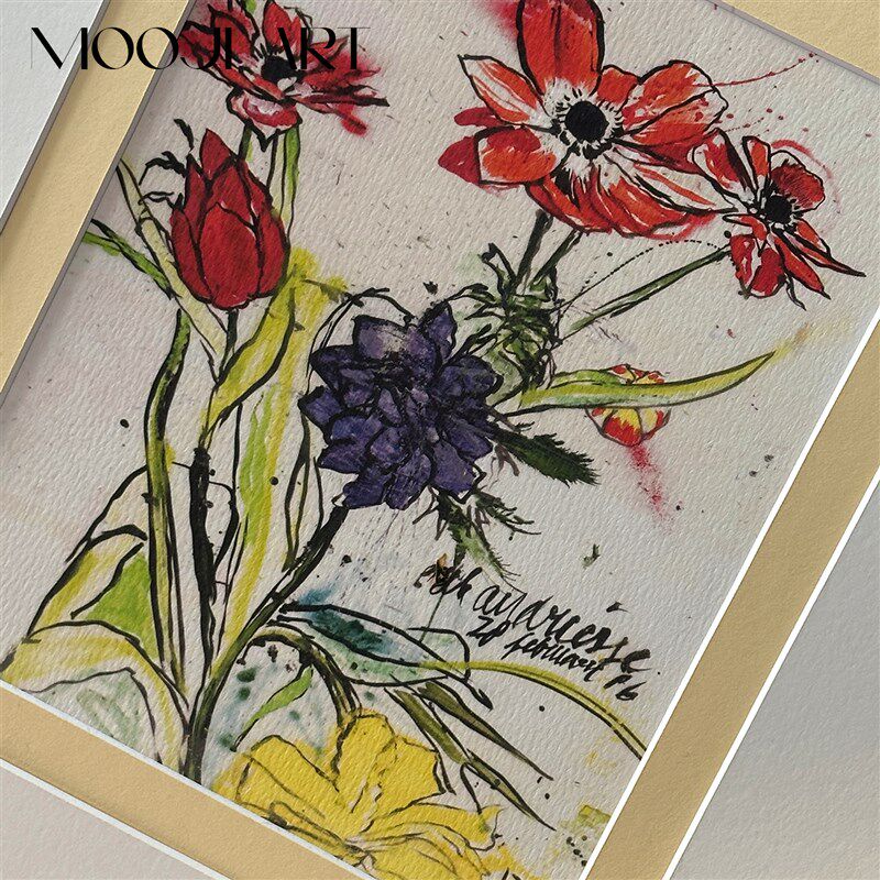 花的乐章】木吉中古艺术客厅背景墙装饰画M卧室床头挂画玄关壁画