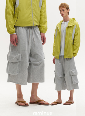 rsminus男生运动宽松工装阔腿休闲短裤2026年夏季新款七分裤子男