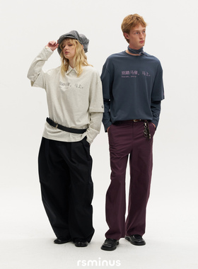 rsminus男女同款拼接时尚印花长袖T恤2026年春季新款男生百搭上衣