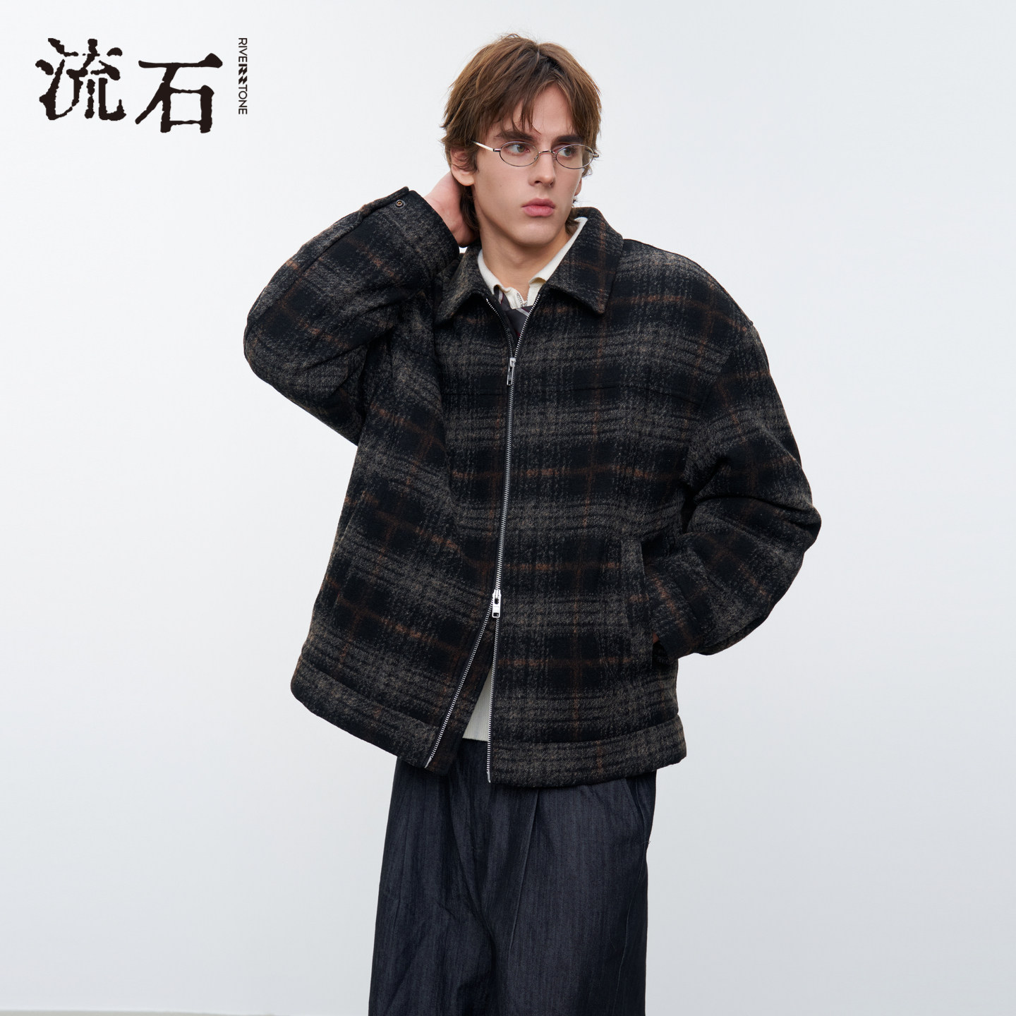 流石男装复古风风短款羽绒服2026年冬季男士新款个性羊毛呢子外套