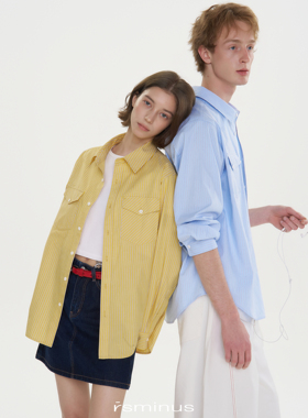 rsminus男女同款高级感轻奢细条纹双贴袋衬衫春季新款宽松衬衣潮