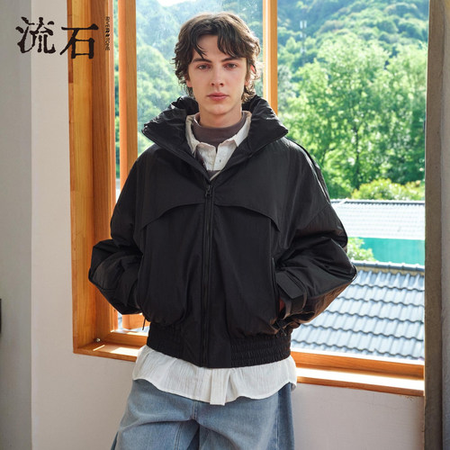 流石男装百搭羽绒夹克2026年冬季新款随性时尚个性立领鸭绒服外套