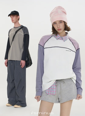 rsminus男装速干运动哈苏线长袖T恤2026夏季新款撞色薄款拼接上衣