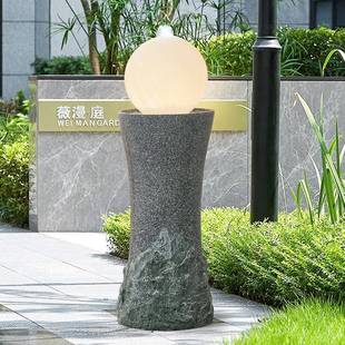 欧水流摆件现代轻奢家居客循环喷华灯初上泉招厅财风水球办公室式